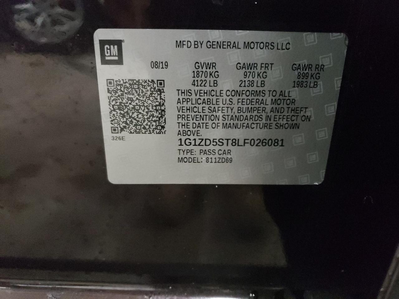 2020 Chevrolet Malibu Lt VIN: 1G1ZD5ST8LF026081 Lot: 86243805