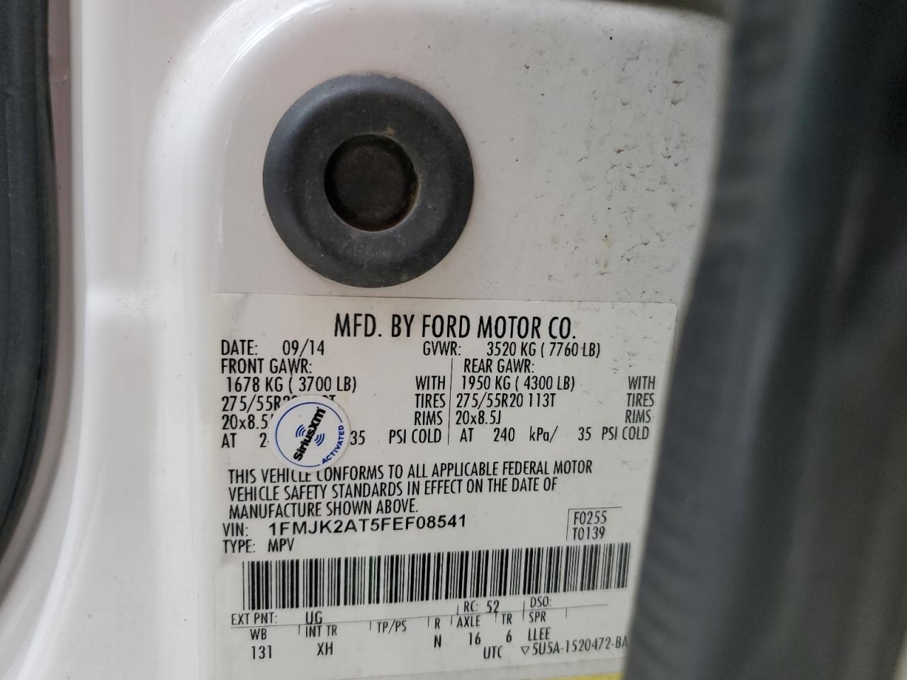 2015 Ford Expedition El Limited VIN: 1FMJK2AT5FEF08541 Lot: 85177935