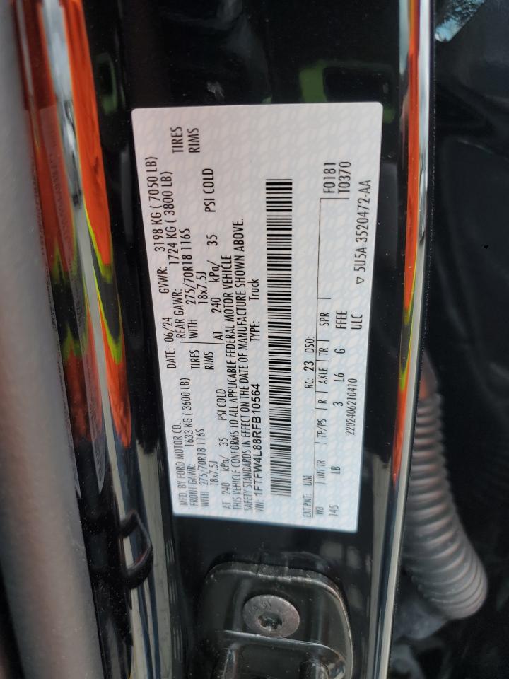 2024 Ford F150 Tremor VIN: 1FTFW4L88RFB10564 Lot: 85590415