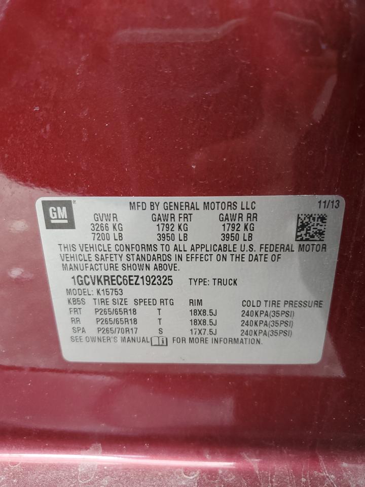 2014 Chevrolet Silverado K1500 Lt VIN: 1GCVKREC6EZ192325 Lot: 81879025