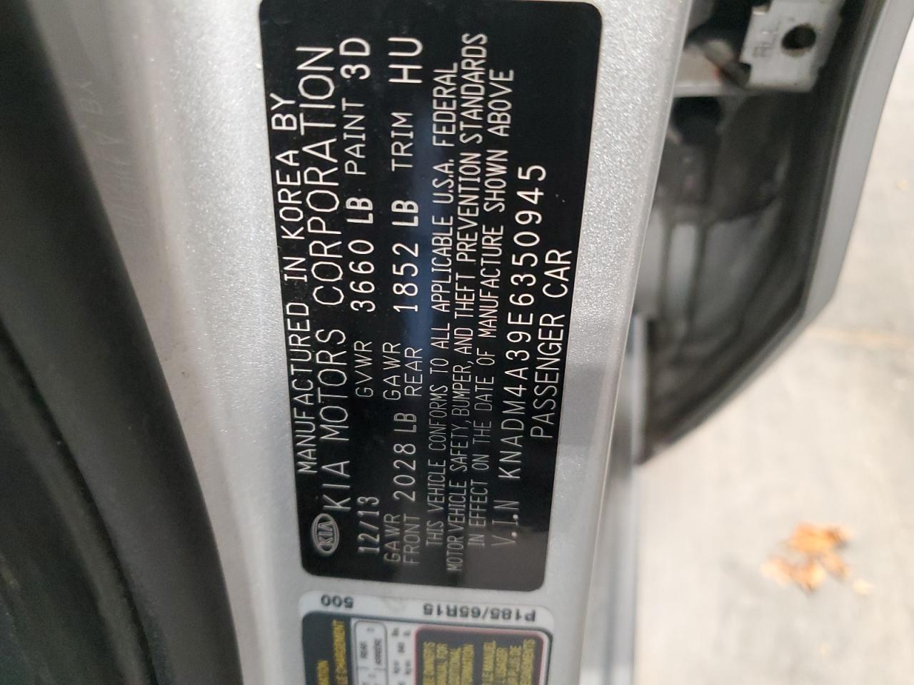 2014 Kia Rio Lx VIN: KNADM4A39E6350945 Lot: 85404265