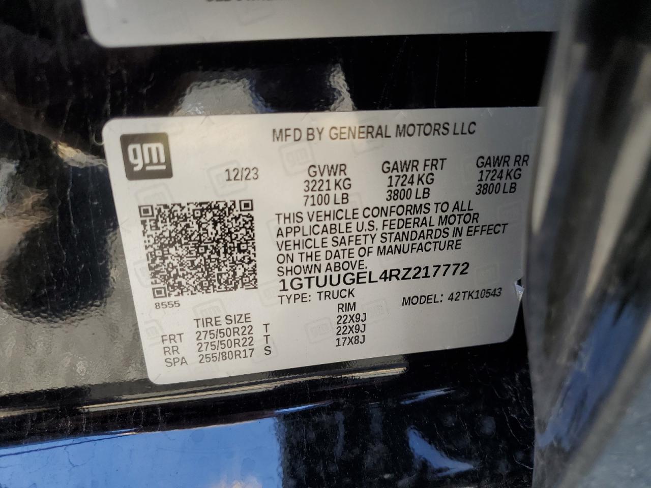 2024 GMC Sierra K1500 Denali VIN: 1GTUUGEL4RZ217772 Lot: 84939815