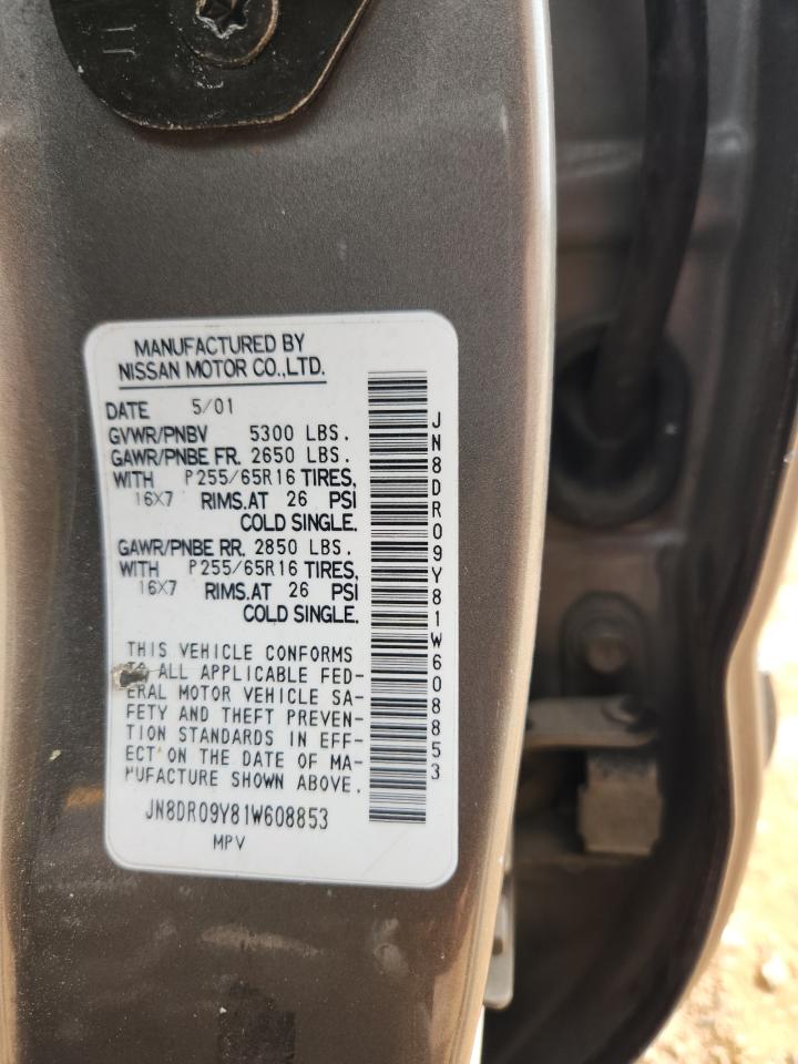 2001 Nissan Pathfinder Le VIN: JN8DR09Y81W608853 Lot: 86837145