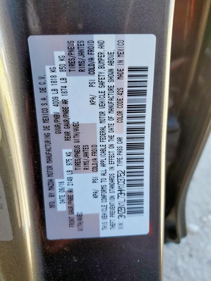 2017 Mazda 3 Touring VIN: 3MZBN1L73HM103752 Lot: 90925025