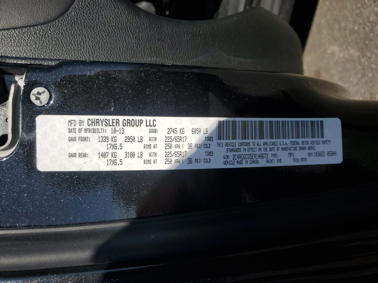 2014 Dodge Grand Caravan Sxt VIN: 2C4RDGCG5ER148672 Lot: 87031005