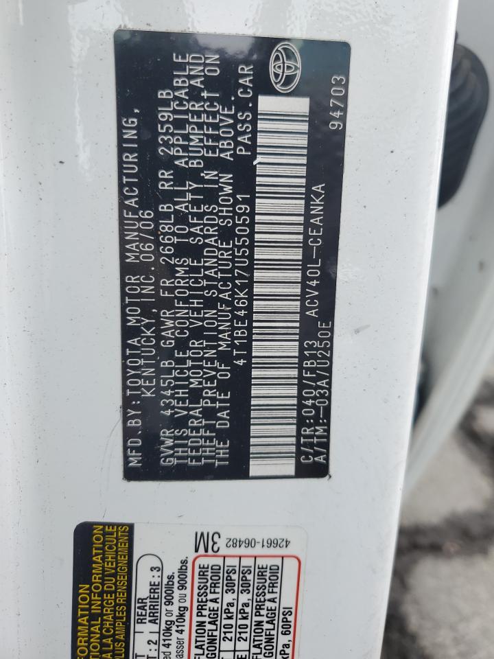 2007 Toyota Camry Ce VIN: 4T1BE46K17U550591 Lot: 84479695