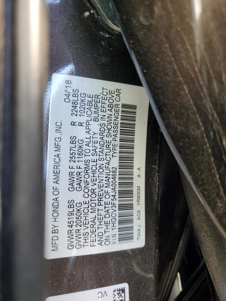 2018 Honda Accord Hybrid Exl VIN: 1HGCV3F54JA004682 Lot: 84654515