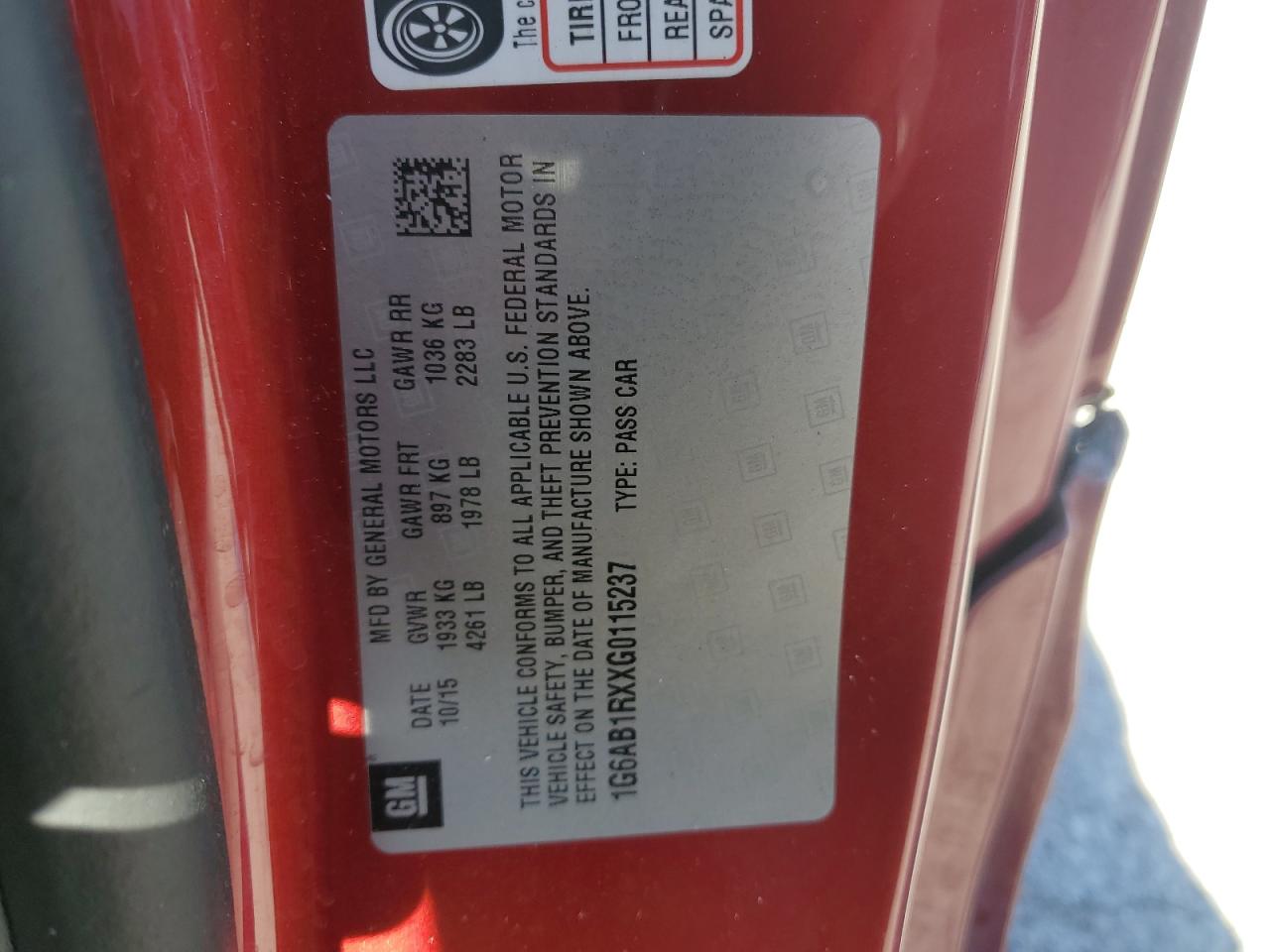 2016 Cadillac Ats Luxury VIN: 1G6AB1RXXG0115237 Lot: 85371895