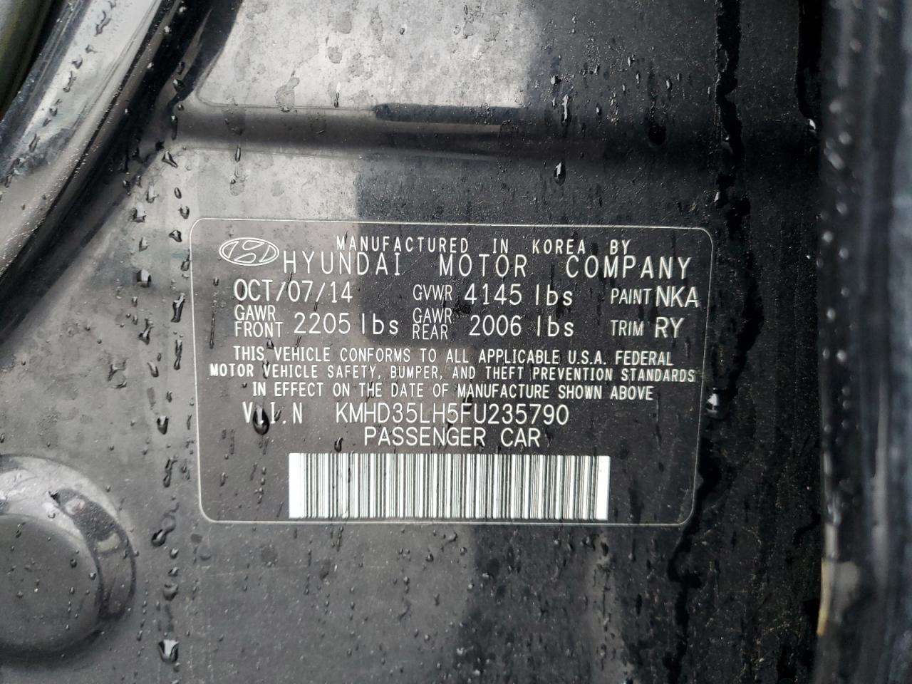 2015 Hyundai Elantra Gt VIN: KMHD35LH5FU235790 Lot: 86314265