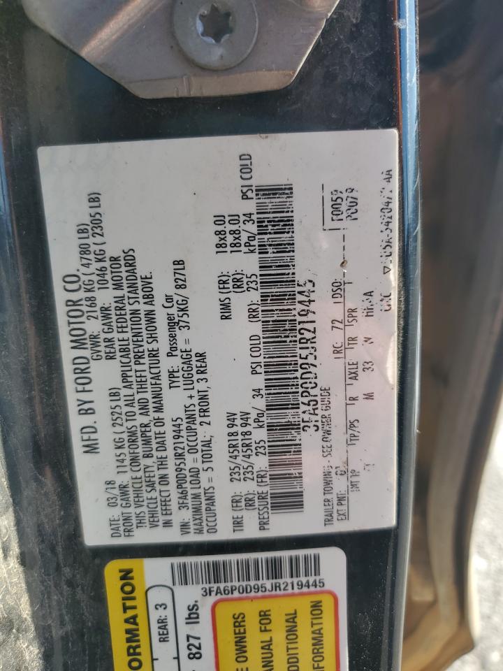 2018 Ford Fusion Titanium/Platinum VIN: 3FA6P0D95JR219445 Lot: 82258995