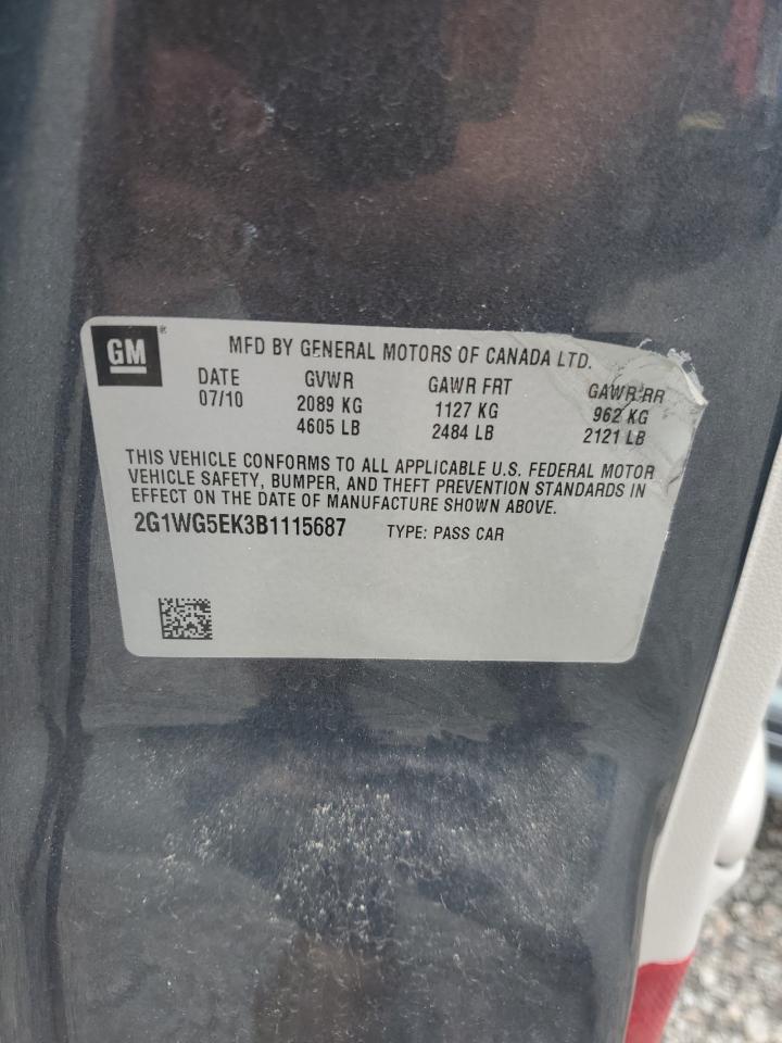 2011 Chevrolet Impala Lt VIN: 2G1WG5EK3B1115687 Lot: 82441095