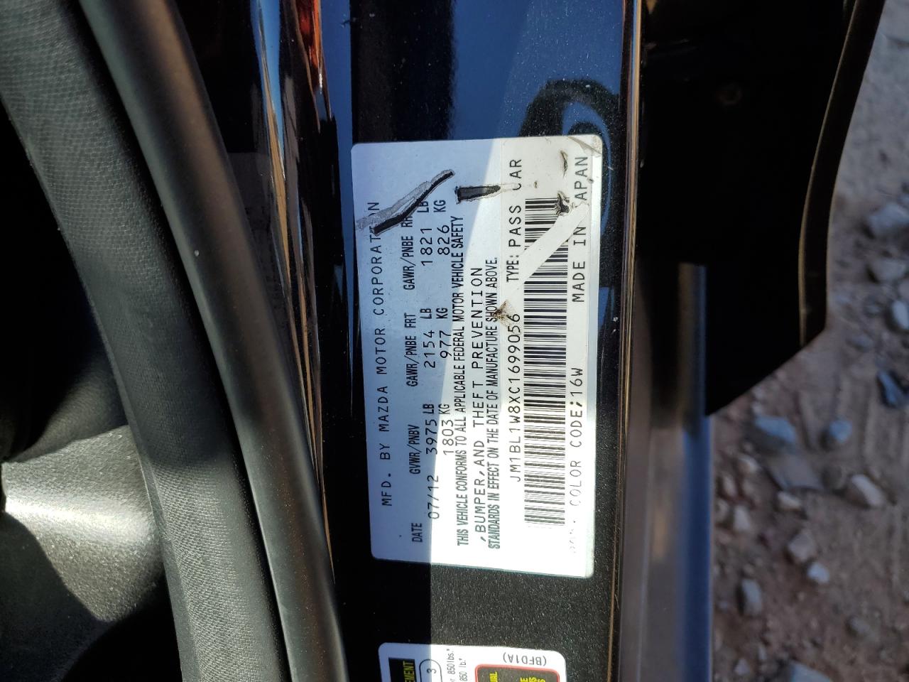 2012 Mazda 3 I VIN: JM1BL1W8XC1699056 Lot: 86846645