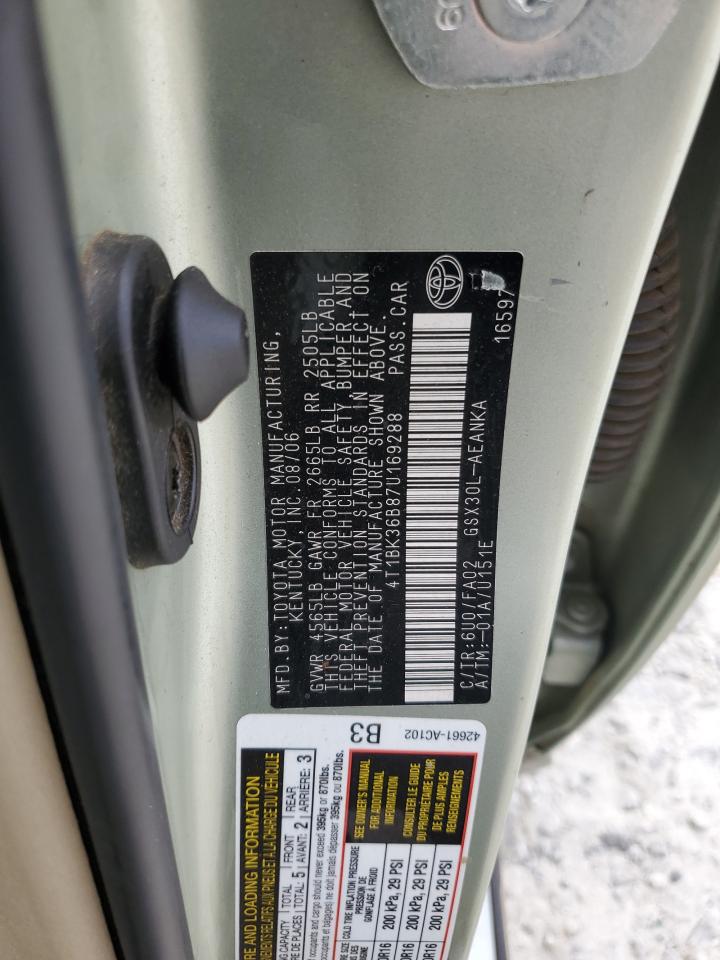 2007 Toyota Avalon Xl VIN: 4T1BK36B87U169288 Lot: 86146155