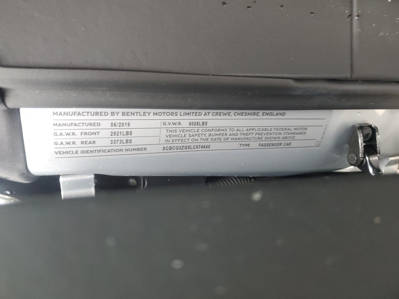 2020 Bentley Continental Gt VIN: SCBCG2ZG5LC074640 Lot: 86294075