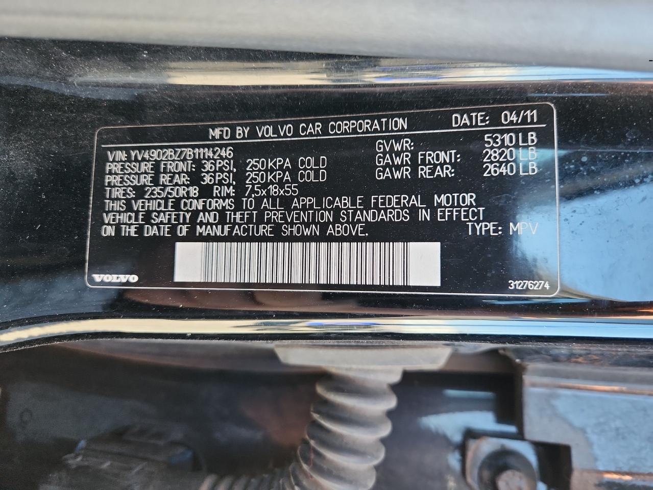 2011 Volvo Xc70 T6 VIN: YV4902BZ7B1114246 Lot: 89518515