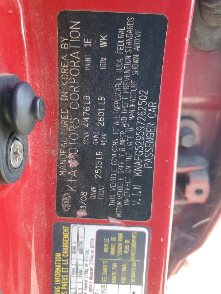 2009 Kia Rondo Base VIN: KNAFG529597262502 Lot: 81885225