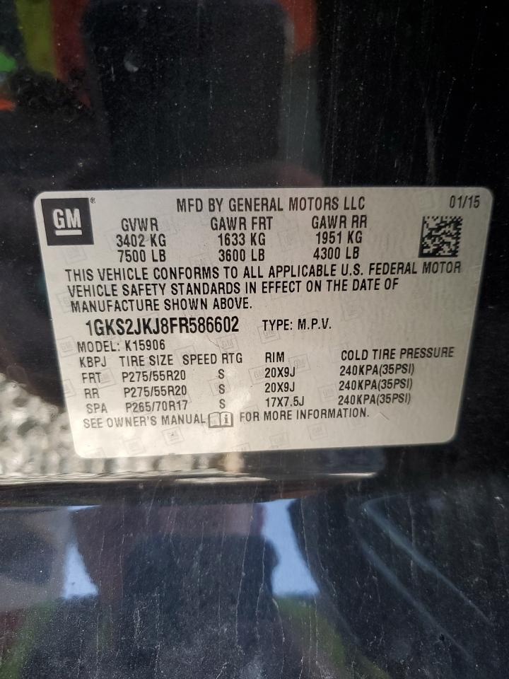 2015 GMC Yukon Xl Denali VIN: 1GKS2JKJ8FR586602 Lot: 85869835