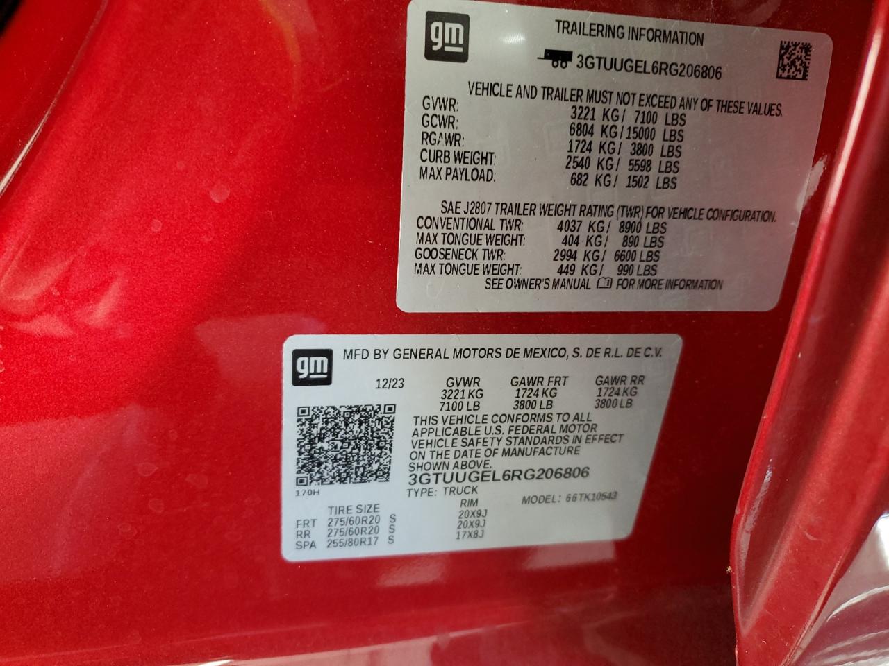 2024 GMC Sierra K1500 Denali VIN: 3GTUUGEL6RG206806 Lot: 86695265