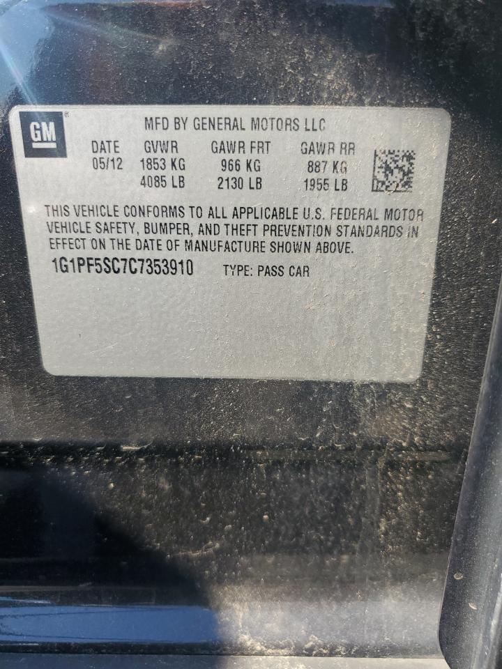 2012 Chevrolet Cruze Lt VIN: 1G1PF5SC7C7353910 Lot: 84725785