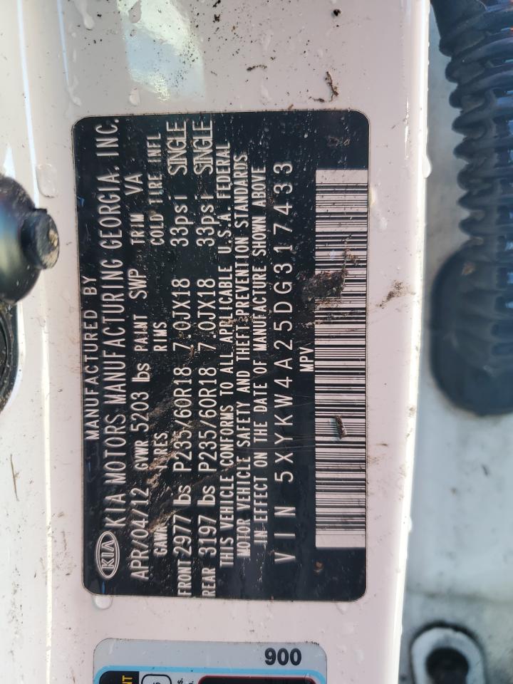 2013 Kia Sorento Sx VIN: 5XYKW4A25DG317433 Lot: 86072795