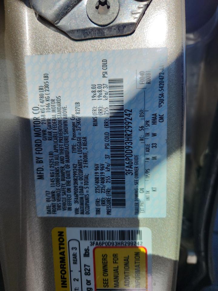 2017 Ford Fusion Titanium VIN: 3FA6P0D93HR299242 Lot: 90472725