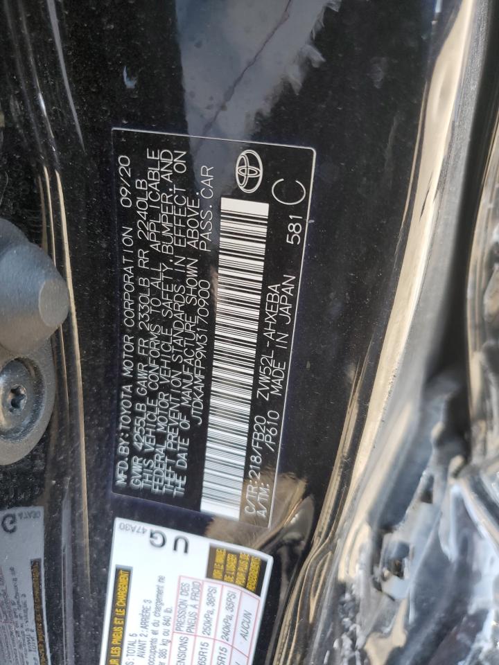 2021 Toyota Prius Prime Le VIN: JTDKAMFP9M3170900 Lot: 84271525