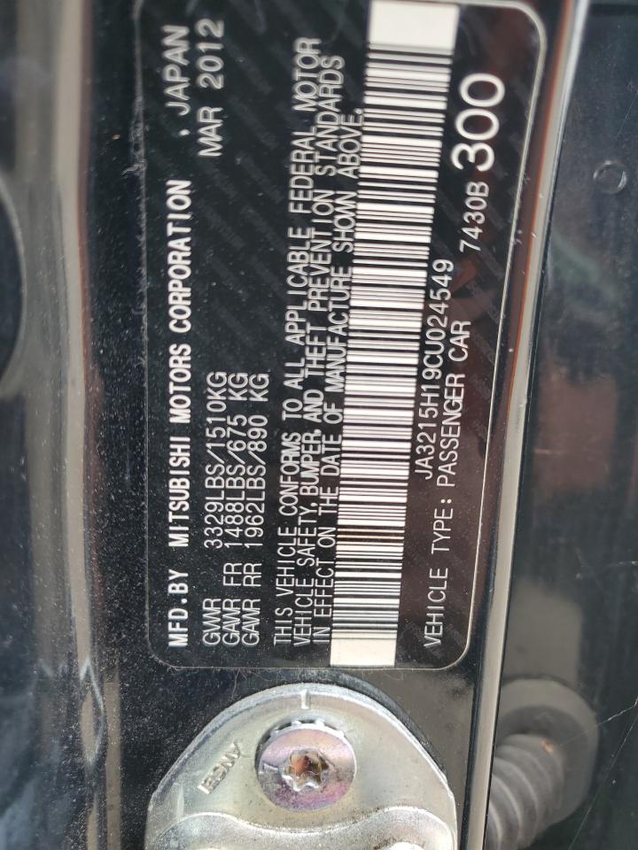 2012 Mitsubishi I Miev Es VIN: JA3215H19CU024549 Lot: 82404205
