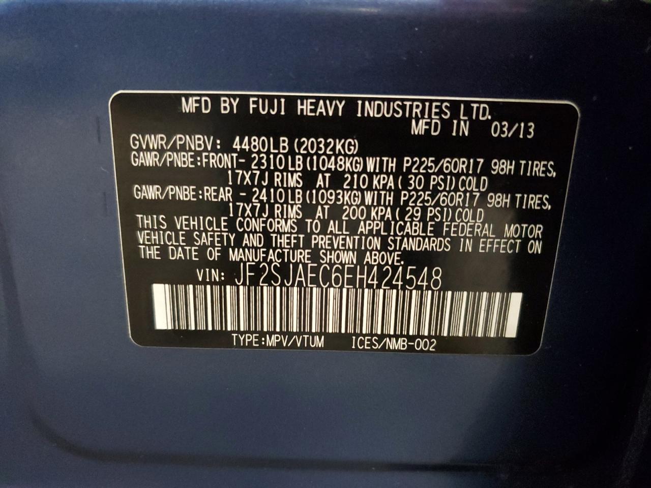 2014 Subaru Forester 2.5I Premium VIN: JF2SJAEC6EH424548 Lot: 84460325