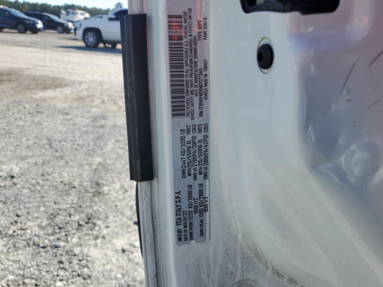 2022 Ram Promaster City Tradesman VIN: ZFBHRFABXN6Y27345 Lot: 85426415