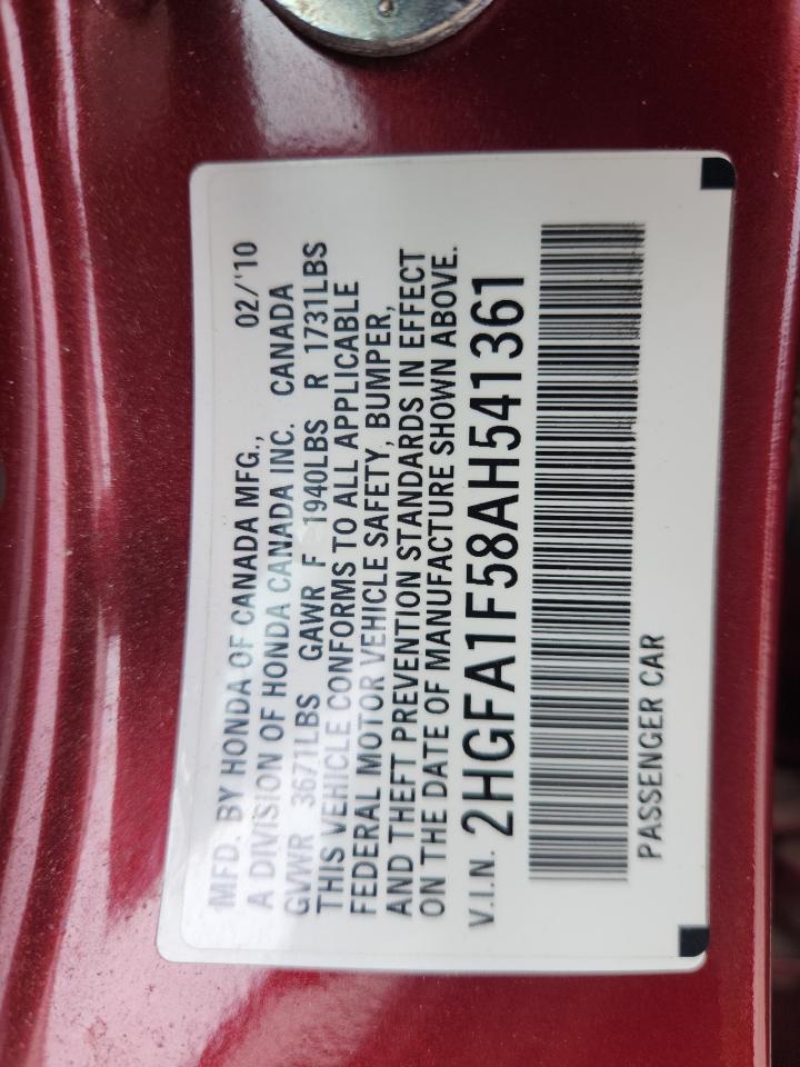 2010 Honda Civic Lx VIN: 2HGFA1F58AH541361 Lot: 82308635