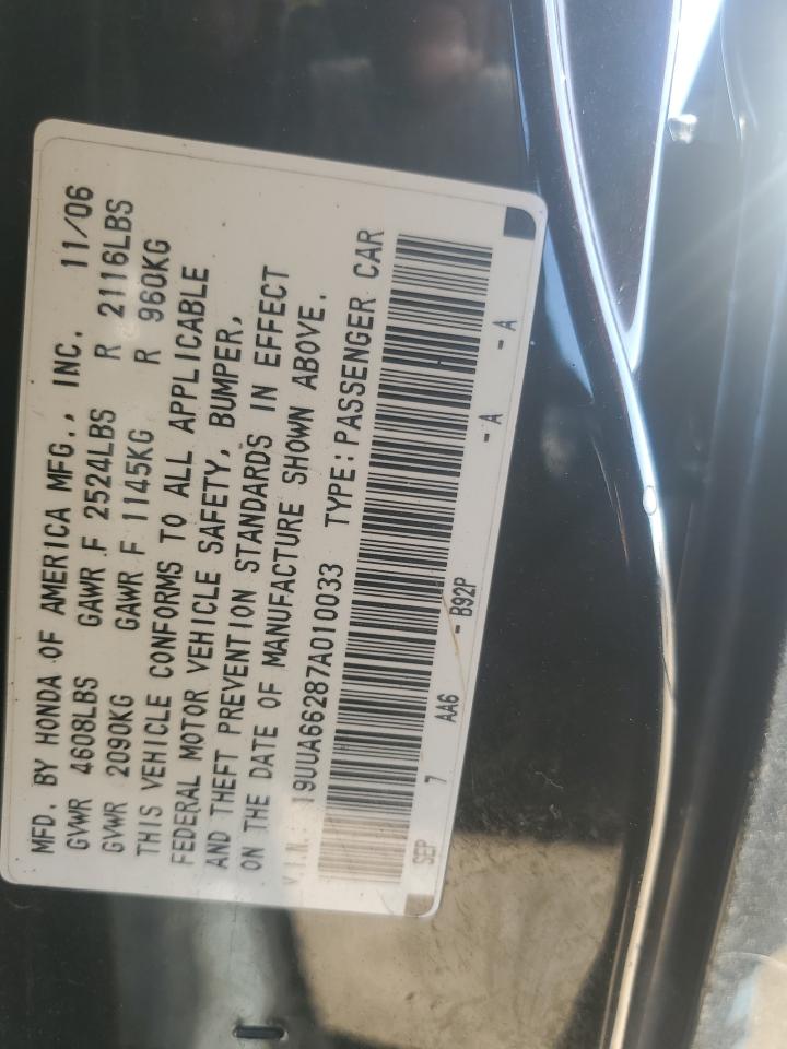 2007 Acura Tl VIN: 19UUA66287A010033 Lot: 86866545