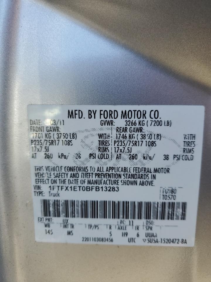 2011 Ford F150 Super Cab VIN: 1FTFX1ET0BFB13283 Lot: 82425175