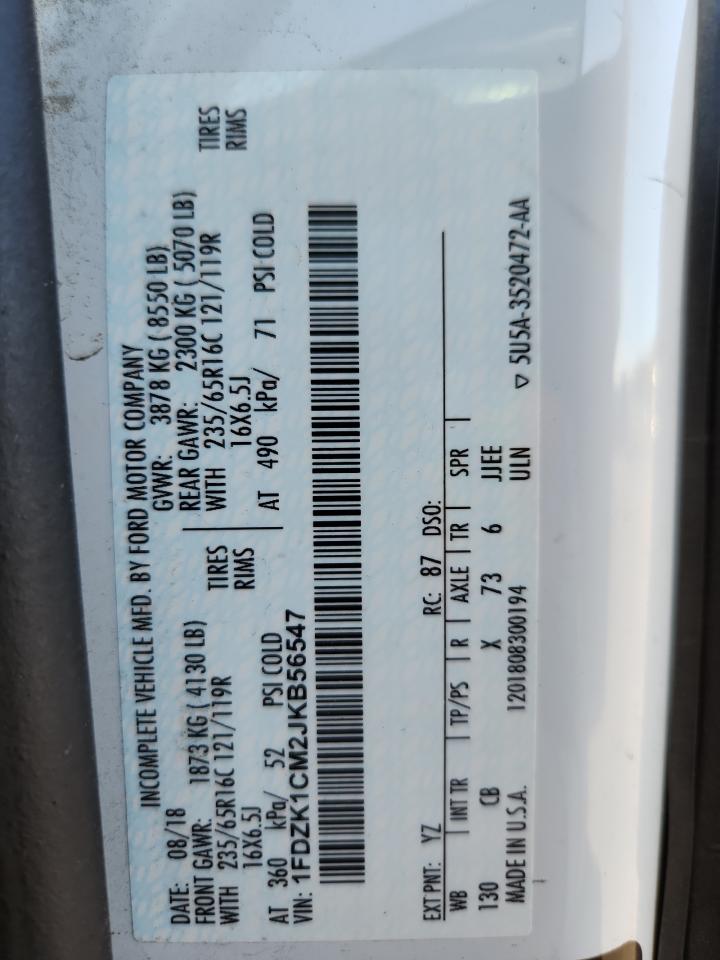 2018 Ford Transit T-150 VIN: 1FDZK1CM2JKB56547 Lot: 86148665