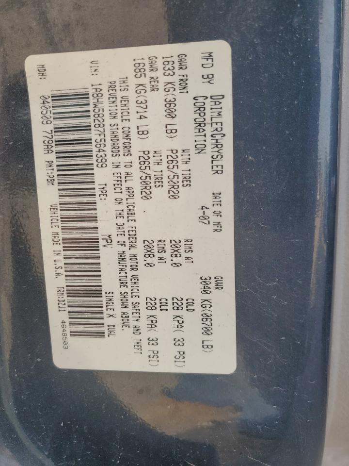 2007 Chrysler Aspen Limited VIN: 1A8HW58287F564399 Lot: 86691405