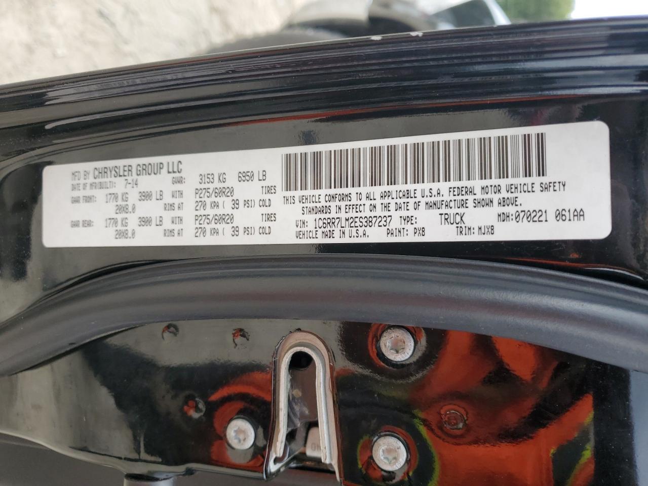 2014 Ram 1500 Slt VIN: 1C6RR7LM2ES387237 Lot: 82287355