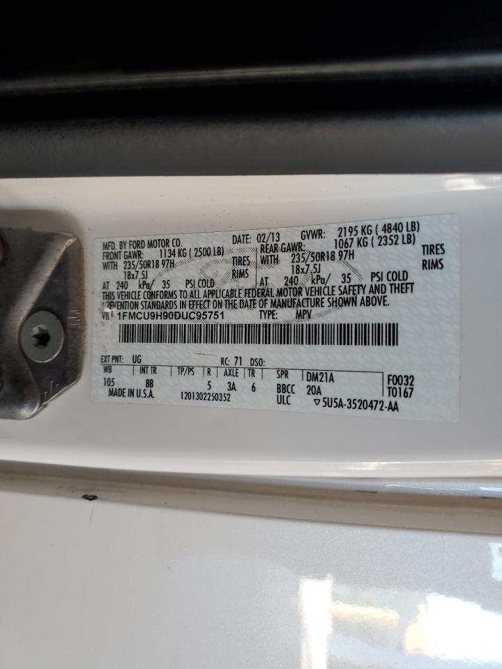 2013 Ford Escape Sel VIN: 1FMCU9H90DUC95751 Lot: 81991555