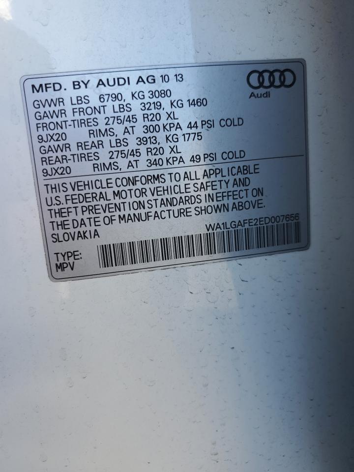 2014 Audi Q7 Premium Plus VIN: WA1LGAFE2ED007656 Lot: 89501015