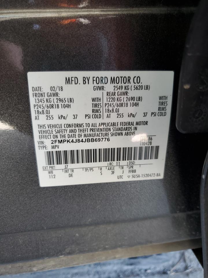 2018 Ford Edge Sel VIN: 2FMPK4J84JBB69776 Lot: 87025135