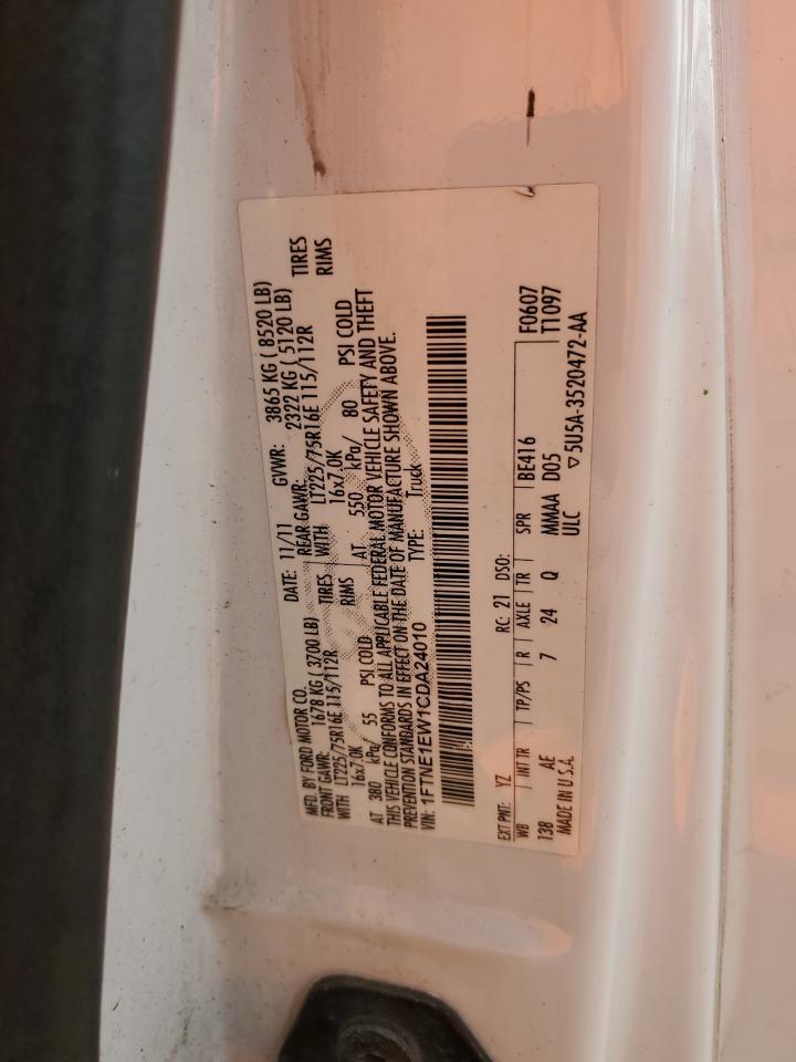 2012 Ford Econoline E150 Van VIN: 1FTNE1EW1CDA24010 Lot: 84866395