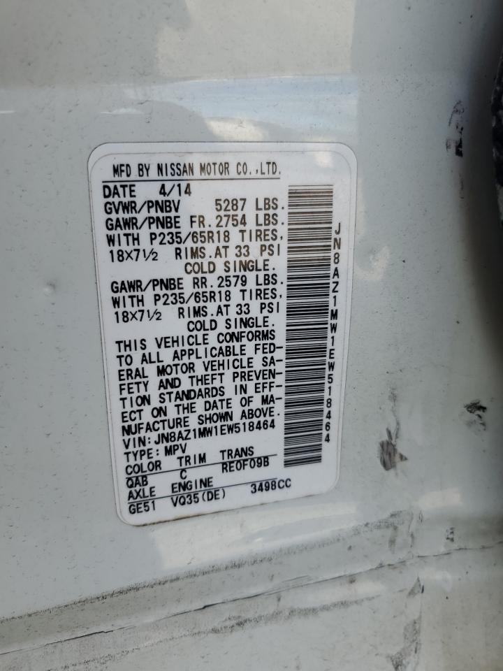 2014 Nissan Murano S VIN: JN8AZ1MW1EW518464 Lot: 90353705