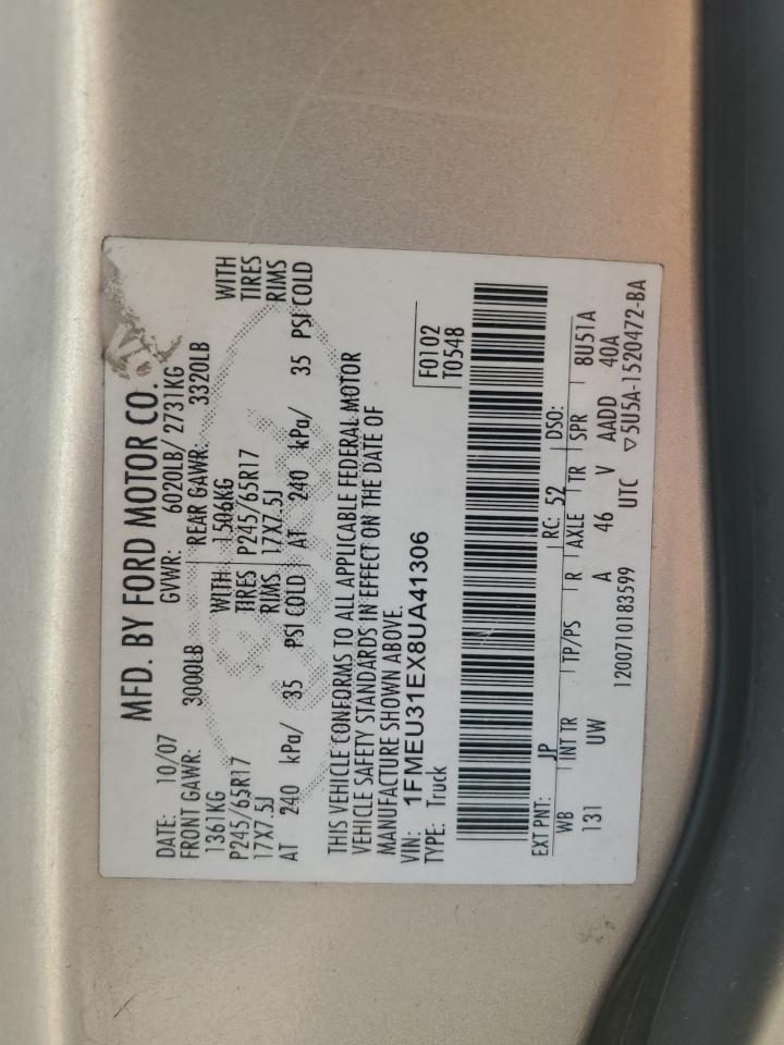 2008 Ford Explorer Sport Trac Xlt VIN: 1FMEU31EX8UA41306 Lot: 84396315