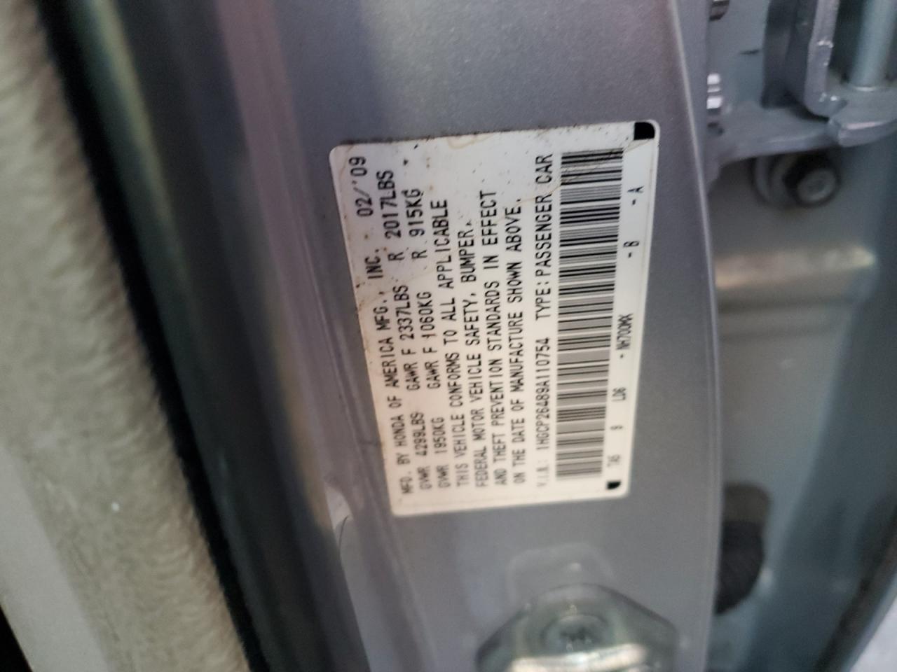 2009 Honda Accord Lxp VIN: 1HGCP26489A110754 Lot: 85151495