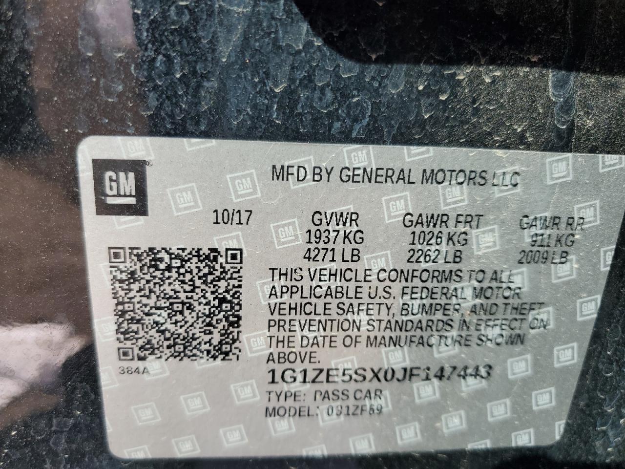 2018 Chevrolet Malibu Premier VIN: 1G1ZE5SX0JF147443 Lot: 85185205