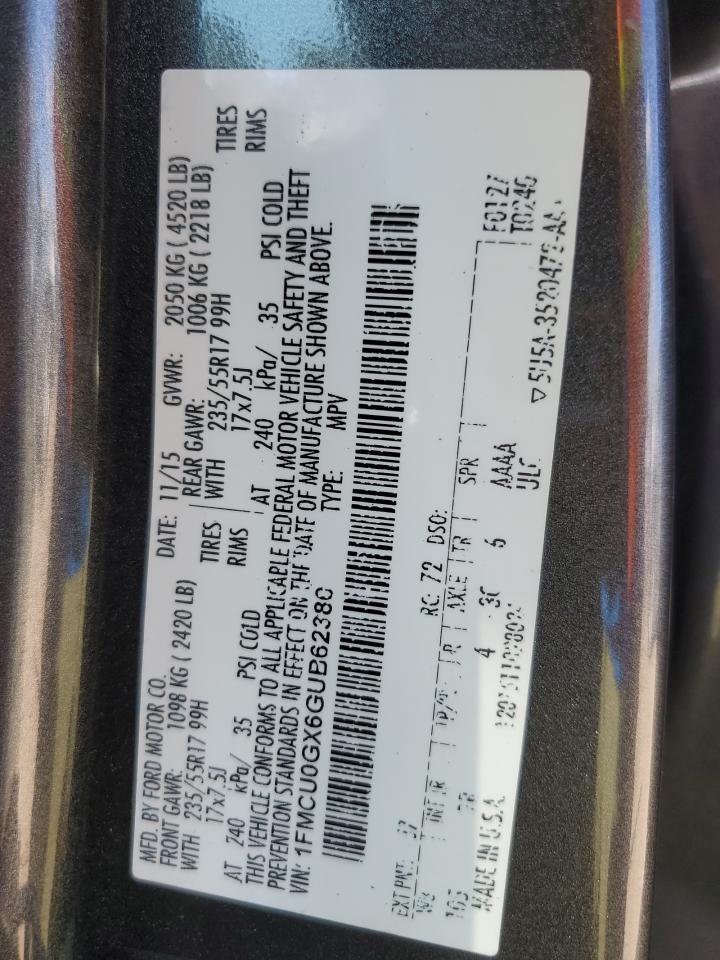 2016 Ford Escape Se VIN: 1FMCU0GX6GUB62380 Lot: 82590415