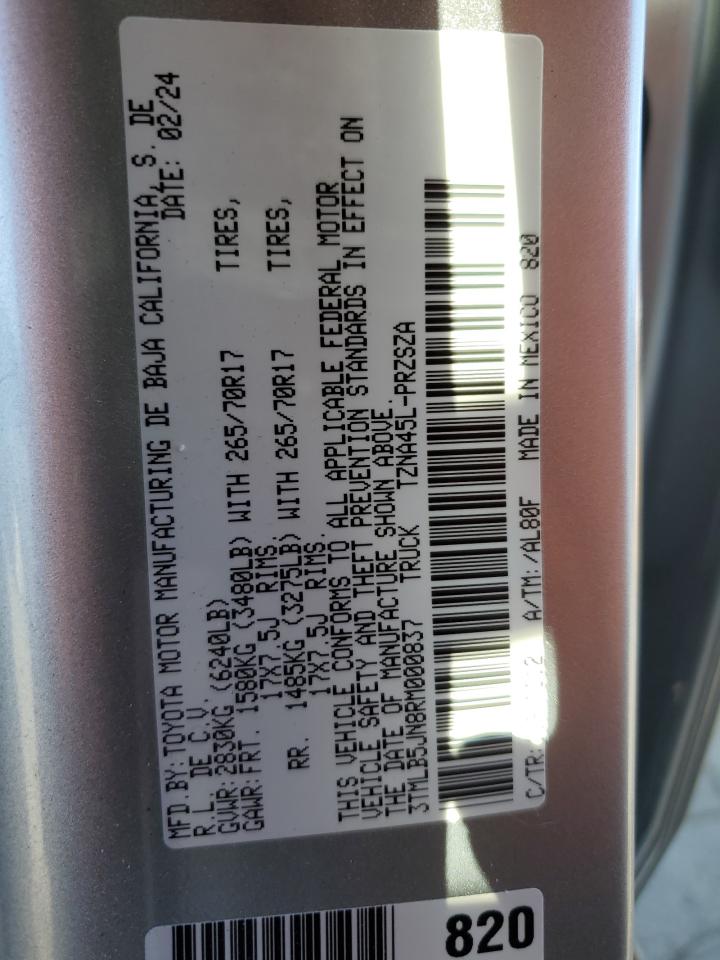 2024 Toyota Tacoma Double Cab VIN: 3TMLB5JN8RM000837 Lot: 82183745