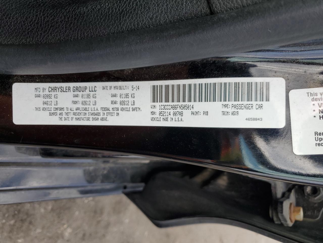 2015 Chrysler 200 Limited VIN: 1C3CCCAB6FN505014 Lot: 86321355