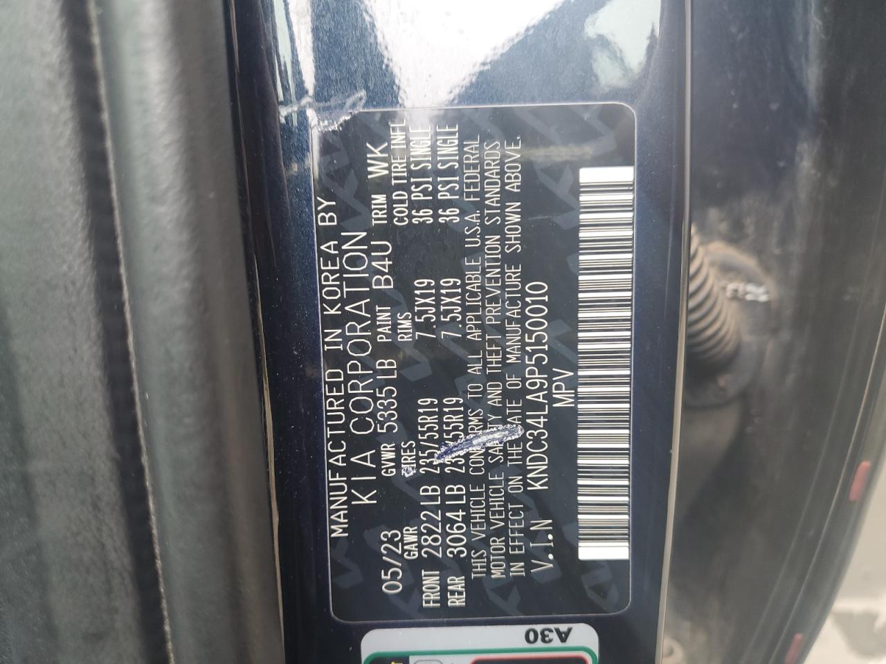 2023 Kia Ev6 Light VIN: KNDC34LA9P5150010 Lot: 90650605