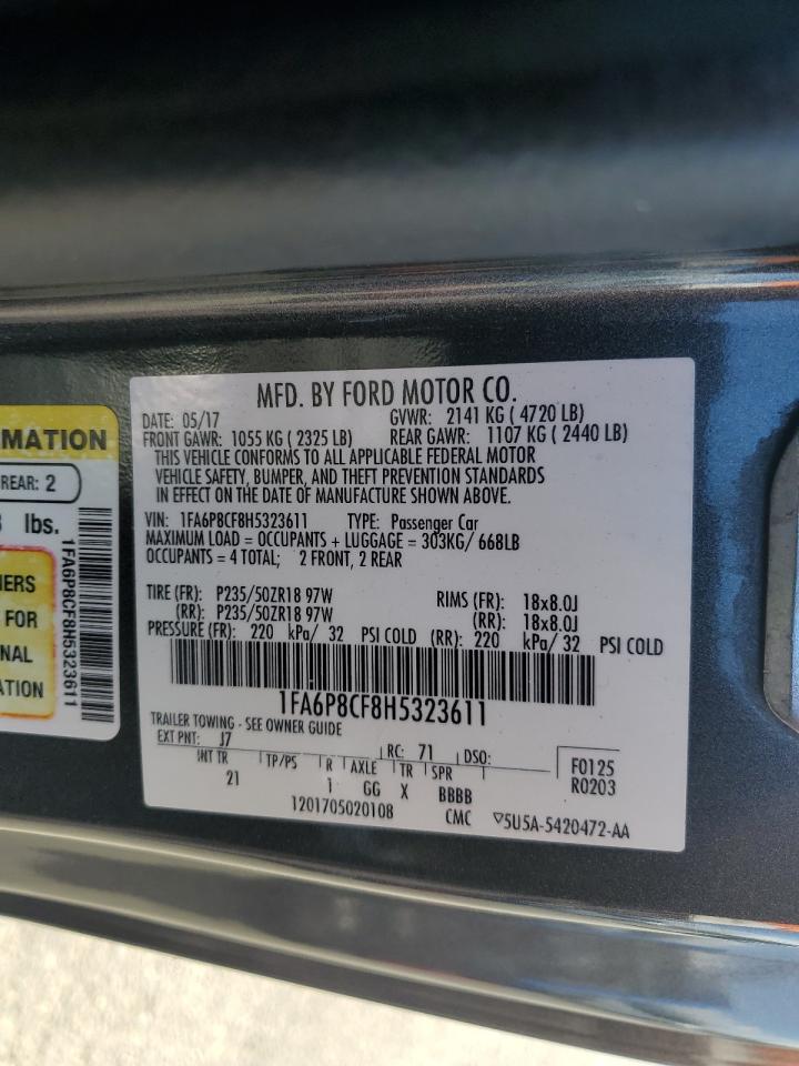 2017 Ford Mustang Gt VIN: 1FA6P8CF8H5323611 Lot: 82204795