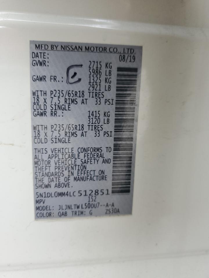 2020 Infiniti Qx60 Luxe VIN: 5N1DL0MM4LC512851 Lot: 90465505