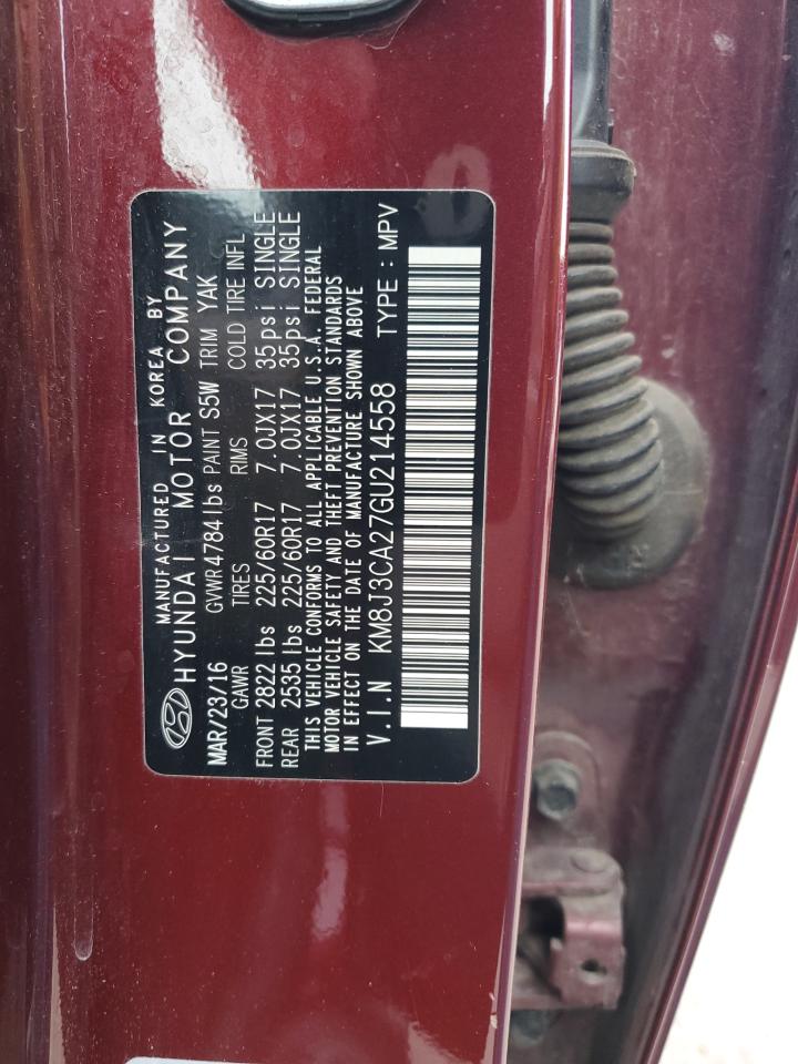 2016 Hyundai Tucson Limited VIN: KM8J3CA27GU214558 Lot: 86335915